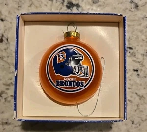 Vintage 1980s/1990s Denver Broncos Glass Christmas Hanging Ornament - Picture 1 of 7