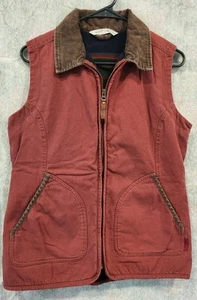 WOOLRICH DORRINGTON WOMEN'S BARN VEST Maroon Fleece Lined Petite Small  - Picture 1 of 12