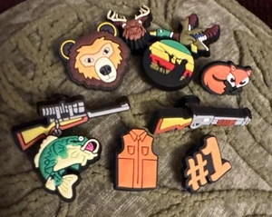 Intasty Hunting Shoe Charms, 10 Pc Set. Hunting Vest Deer, Guns,Fox,Bear, Duck - Picture 1 of 4
