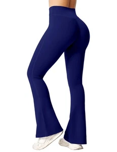 Women's Flare Yoga Pants with Pockets Crossover High Waisted Bootcut Flare Yo... - Picture 1 of 6
