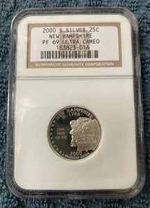 2000-S Silver 25c New Hampshire NGC PF 69 Ultra Cameo 90% Silver - Picture 1 of 2