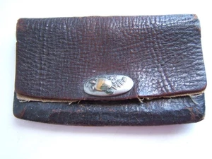 ANTIKE JAPANISCHE LEDER GELDBÖRSE PORTEMONNAIE MIT SCHILDKRÖTE METALLVERSCHLUSS - Bild 1 von 7