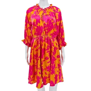 Umgee Floral Hawaiian Midi Dress Orange Pink L - Picture 1 of 6