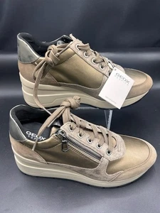 Geox D Zosma A Sparkle Internal Wedge Canvas Womens Sneakers Taupe US 8 - Picture 1 of 5