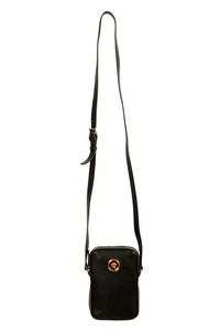 Mini Bolso Bandolera Versace Unisex Negro Cuero Texturizado Logo Medusa - Imagen 1 de 7