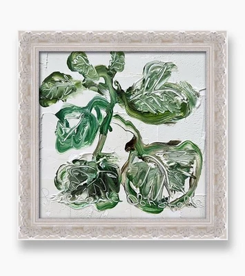 Peperomia Obtusifolia Painting Framed Houseplant Minimalist Art Zen Home Japandi - Image 1 of 4