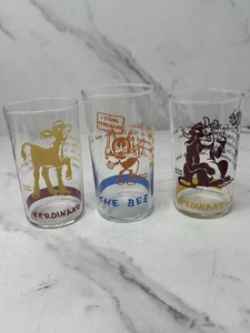 3 Disney Ferdinand The Bull Serie 1938 Gläser Ferdinand, Kalb, Biene EUC - Bild 1 von 20