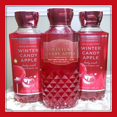 Bath & Body Works WINTER CANDY APPLE 10oz Shower Gel Body Wash x3 Aloe B5 - Image 1 of 4