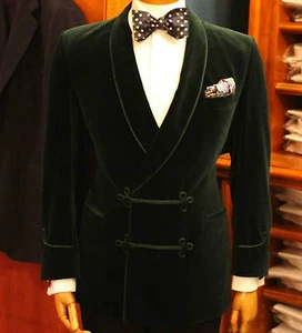 Hombres Chaquetas de Fumar Verdes Elegantes Lujo Diseñador Cena Fiesta Ropa Blazer Reino Unido - Imagen 1 de 2