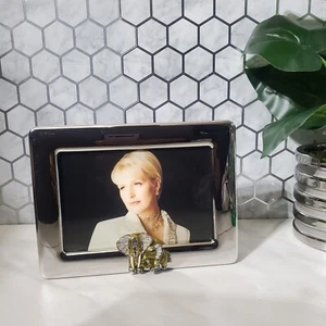 St John Silver Picture Frame with Swarovski Encrusted Mughal Enamel Elephant - Picture 1 of 10