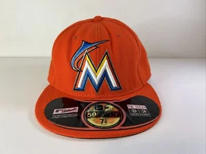 Era 59Fifty Men Cap MLB Miami Marlins Authentic Orange On Field Fitted Hat 7 1/8 - Picture 1 of 7
