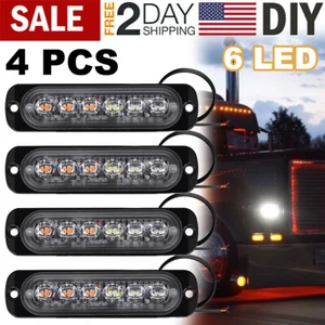 4Pcs 6 LED Safety Warning Flashing Light 12V-24V Hazard Caution Lights for Truck - Picture 1 of 12