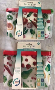 Reusapack x 2 Stück jeder wiederverwendbare Druckverschlussbeutel (7 Zoll × 9) 4 Beutel insgesamt neu - schneller Versand - Bild 1 von 4