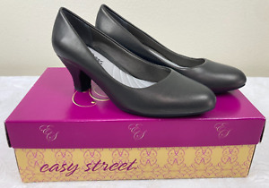 Easy Street Fabulous Dress Pumps Heels Womens 6M Grey Faux Leather Shoes NWB