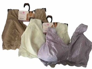 Secret Treasures Full Figure Size 3X Bralette Lot Of 3 Purple White Beige - Picture 1 of 4