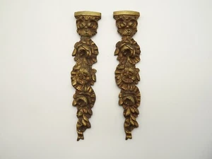 "Pair Antique French Bronze Furniture Appliques – Floral & Leaf Detail 2472 - Picture 1 of 10