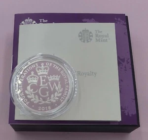 Caja de monedas de plata Four Generation of Royalty 2018 £5 y certificado de autenticidad - Imagen 1 de 2