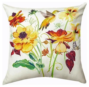 BUTTERFLY GARDEN INDOOR OUTDOOR TEXTURED THROW PILLOW - 18" SQUARE - Picture 1 of 1