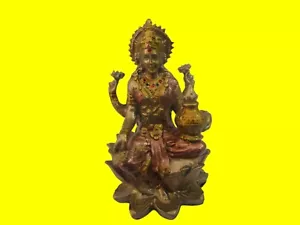 Göttin Lakshmi Statue, sitzend auf Lotus, Göttin des Reichtums, 3 Zoll, Harz - Bild 1 von 8