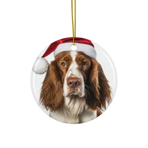 Hanging Ceramic Christmas Tree Ornament - Welsh Springer Spaniel Design - Picture 1 of 4