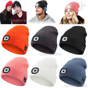 Wireless Bluetooth Hat with Music Speakers LED Light Beanie Warm Cap Headphones - Picture 1 of 25
