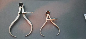 Antique outside calipers/small 4" from fitchburg MASS/ large 6" one from India - Picture 1 of 5