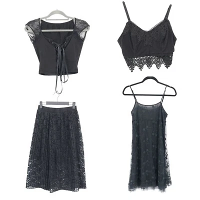 Paquete de Ropa Whimsigoth Mujer S Negro Oscuro Femenino Hada Grunge Romántico Boho Foto 1 de 4