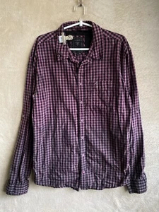 GUESS Casual Formal Shirts Top Size L Mens Purple Checked Long Sleeve - Picture 1 of 11