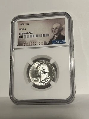 MS66 1964 Washington Quarter NGC - Special Label - 90% Silver * - Image 1 of 2