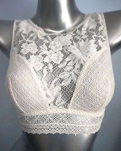 Victorias Secret Nwt Coconut White Lace High Neck Cut Out Bralette XS S M - Picture 1 of 3