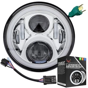 Eagle Lights 7" Gen 2 Chrome LED Headlight Halo Ring 2014-23 Harley Touring, CVO - Picture 1 of 10