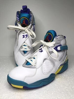 Air Jordan Retro 8 White Aqua 2007 Women's Basket Ball Shoes Sneakers Size 8 - Image 1 of 4