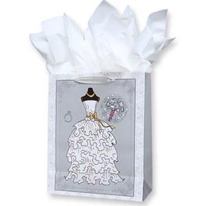 Wedding Gift Bag & Tissue Paper, 12.5" Large with Handles, for Bride, Groom Gift - Picture 1 of 8