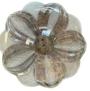 Paralume vintage Mid-Century Art Decò rotondo Casablanca soffitto vetro larghezza 13" - Foto 1 di 5