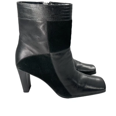 Botas Enzo Angiolini Negro Charol Estampado Serpiente Acento Puntera Cuadrada Y2K 8  Foto 1 de 4