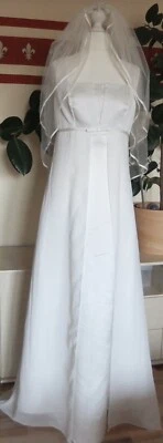 Brautkleid Hochzeit kurzer Schleier creme weiß Gr. 38 40 M Valerie Kleemeier Hof - Bild 1 von 4