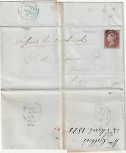 1855 LEWES SUSSEX LETTERA WILLIAM GILBERT A SEGALE 'MANCANTE A CRANBROOK' KENT - Foto 1 di 2