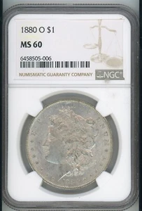 1880-O $1 Morgan Silver Dollar, NGC MS 60 - Picture 1 of 4