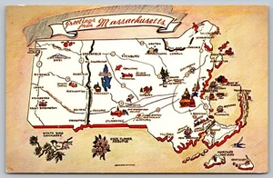 Saludos de la Commonwealth de Massachusetts MA mapa postal etiquetado L2 - Imagen 1 de 2