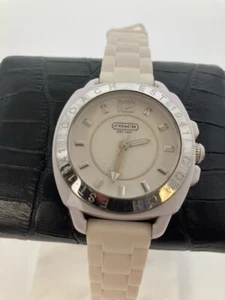 COACH Watch Analog Quartz Rubber Band White Pink Back CA43.7.29.0501 Boyfriend - Picture 1 of 5