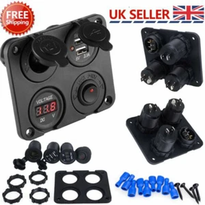 12V Car Dual USB Adapter Charger Switch Panel Cigarette Lighter Socket Charger - Picture 1 of 11