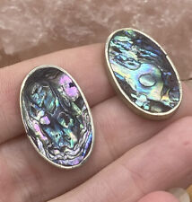 Vintage Sterling Silver And Abalone Shell Cufflinks