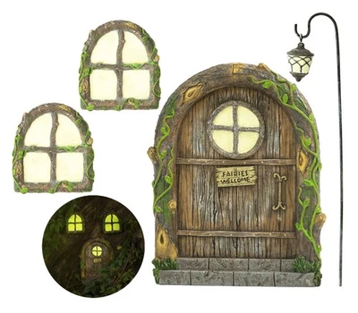 Fairy Door and Windows – Glow in The Dark Yard Art Sculpture Decoration for K... - Image 1 of 4