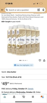 Nuevo. Jabón Corporal St Ives. Paquete de 2 Botellas de Avena y MANTEQUILLA DE KARITÉ de 16 oz. Foto 1 de 3