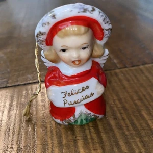 Vintage Angel Bell Ornament In Spanish We Say Merry Christmas Felices Pascuas - Picture 1 of 7