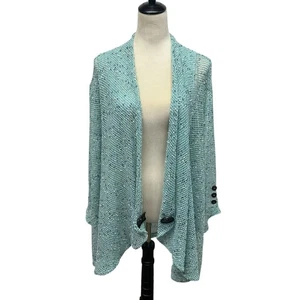 Offener Strick Aqua Cardigan Knopfleiste Küste Oma Struktur Boho Cottagecore 1X - Bild 1 von 6