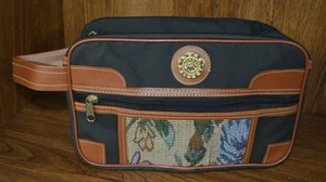 Vintage Aude Falbert Travel Cosmetic Toiletry Bag Embroidered Needle Point Zip - Picture 1 of 6