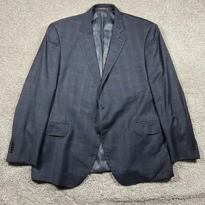 Peter Millar Sport Coat Mens 46R Jacket Blazer 100% Wool Gray Blue Check Plaid - Picture 1 of 10