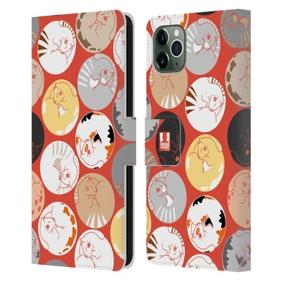 HEAD CASE DESIGNS CATS AND DOTS LEATHER BOOK WALLET CASE FOR APPLE iPHONE PHONES - Image 1 of 4