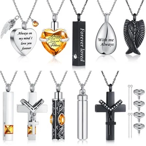 10 Pcs Urn Necklace For Ashes Cremation Jewelry Wings Tear Drop Cross Crystal... - Picture 1 of 6